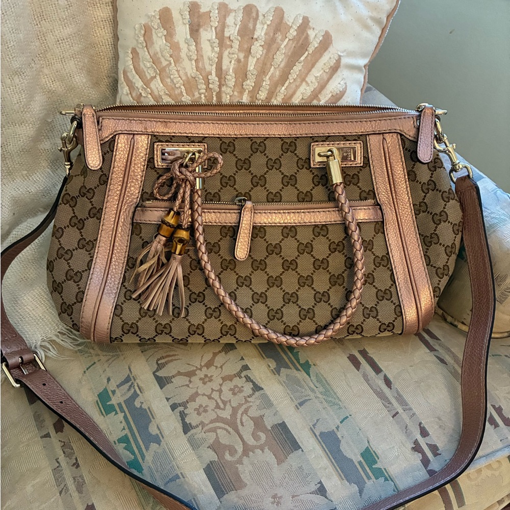 Gucci Tan and Pink Shoulder Bag